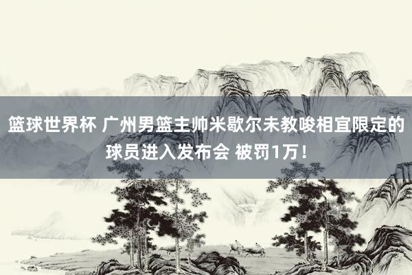 篮球世界杯 广州男篮主帅米歇尔未教唆相宜限定的球员进入发布会 被罚1万！