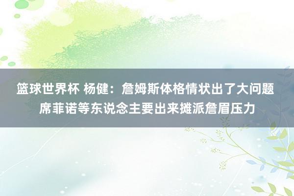 篮球世界杯 杨健：詹姆斯体格情状出了大问题 席菲诺等东说念主要出来摊派詹眉压力